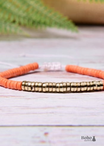 Boho Bracelet, White Blue Colorful Shell Gold